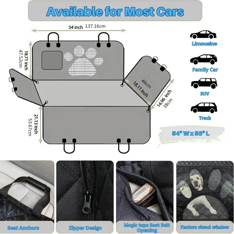 Waterproof Pet Seat Cover for Car Rear Seat